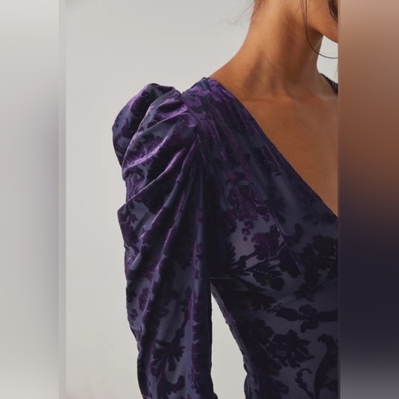 Free People Magic Hour Velvet Bodysuit in Deep Sea Combo Medium MSRP $98 FP108 - Picture 7 of 9